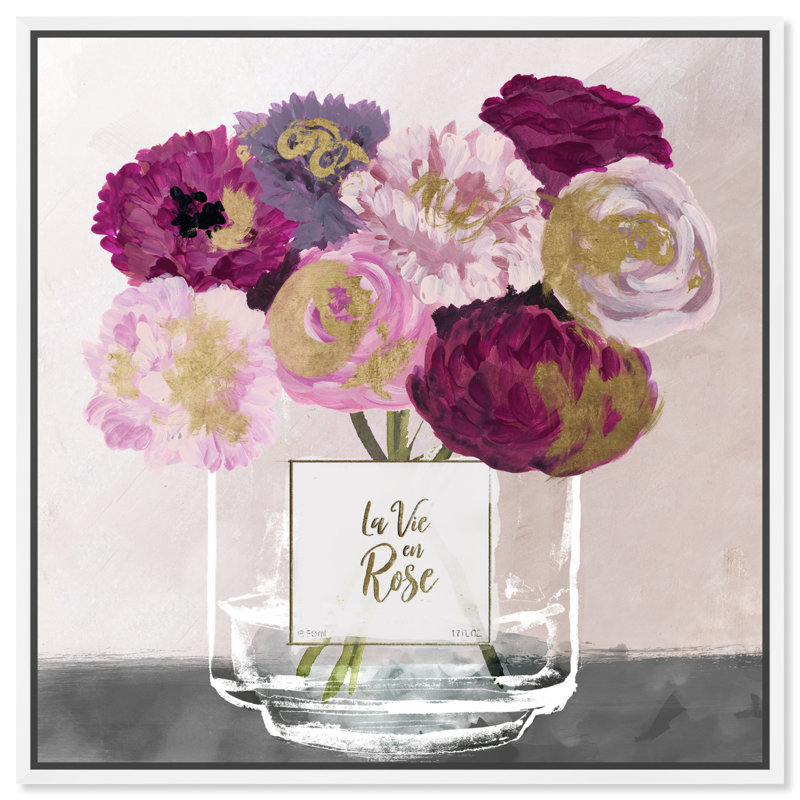 «La Vie En Rose», reproduction, H 24 po x l 24 po x P 1,5 po, Blanc