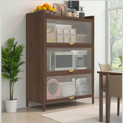 44'' Tall Metal 3 Flip Doors Cabinet, Bookcase With Storage