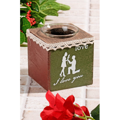 Support en bois de 3,1 po avec bougie incluse