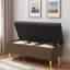Banc avec repose-pieds moderne avec amplement d'espace de rangement, coussin capitonné et pieds en métal-657218598