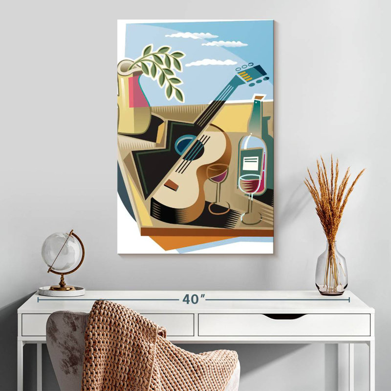 Abarca, guitare et vin, H 30 po x l 20 po