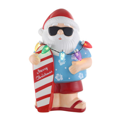 Père Noël de plage en céramique 10 po
