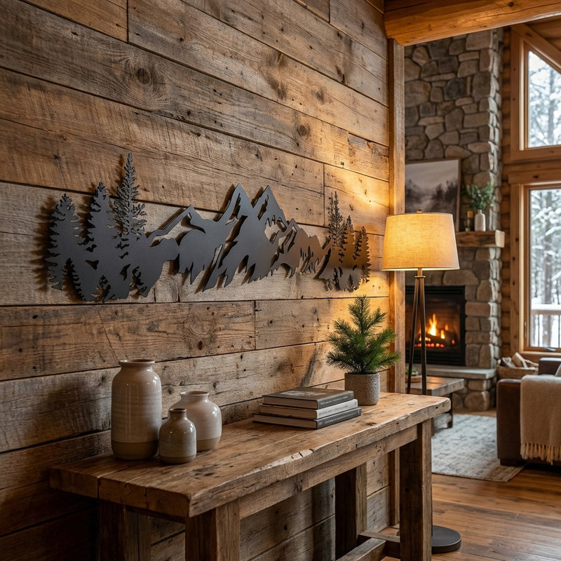Mountains Metal Wall Decor - Mountain Wall Art, 13" H x 54" W x 1" D