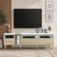Meuble télé moderne avec 3 tiroirs et tablettes ouvertes, centre de divertissement pour téléviseurs de 80 po ou moins, conception de couleur assortie