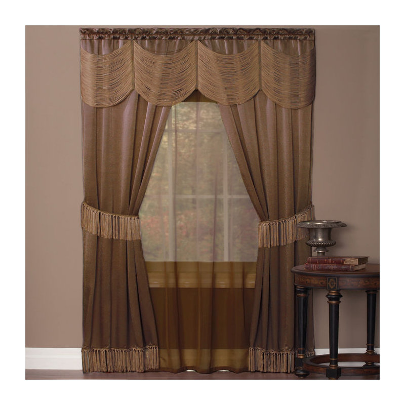 Mortimer Semi Sheer Curtain Pair, 56" W x 63" L, Taupe