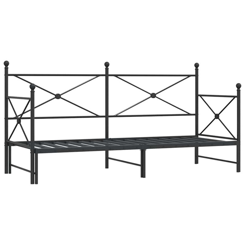 Daybed With Trundle Steel Expandable, Black, Queen