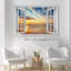 «Window Window Scenery Coastal Vibrant Sunset Beach Shore Nautical Décor», reproduction d'art sur toile-98466685