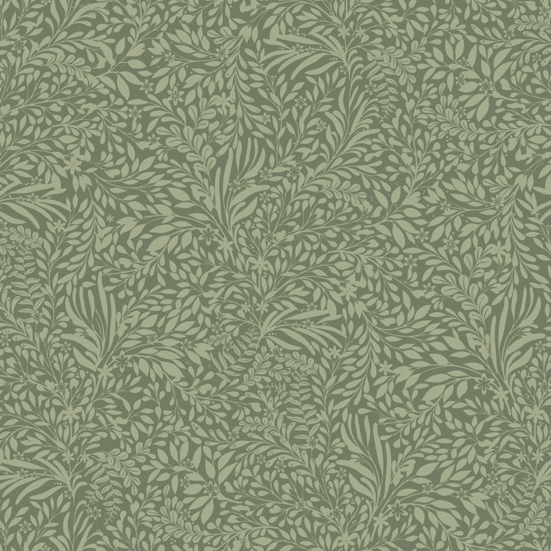 Papier peint botanique Kristina Evergreen, Vert