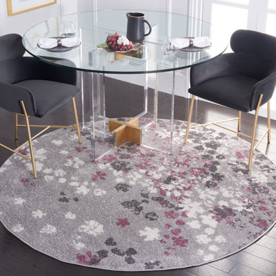 Makeba Floral Gray/Purple Area Rug