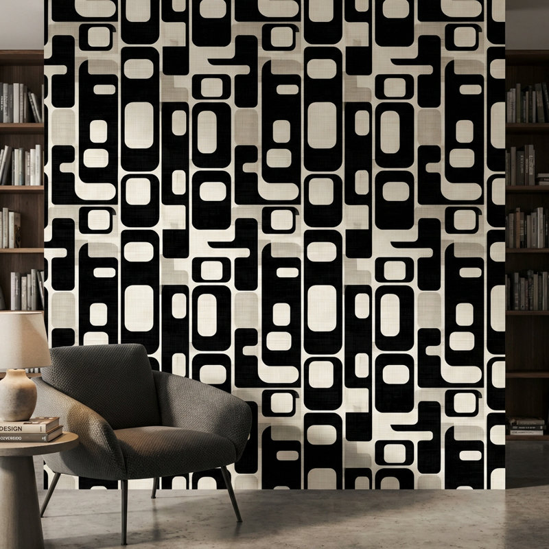 Papier peint moderne Mid Century, Non tissé, non collé