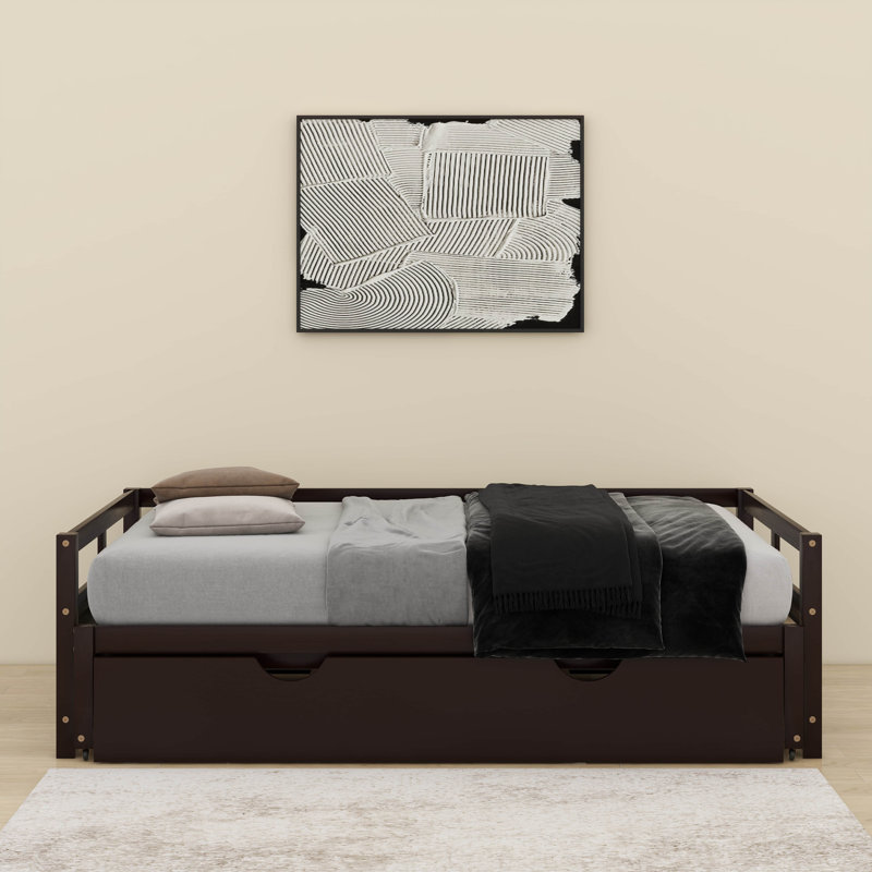 Wooden Daybed With Trundle,Extending Daybed With Trundle, Espresso