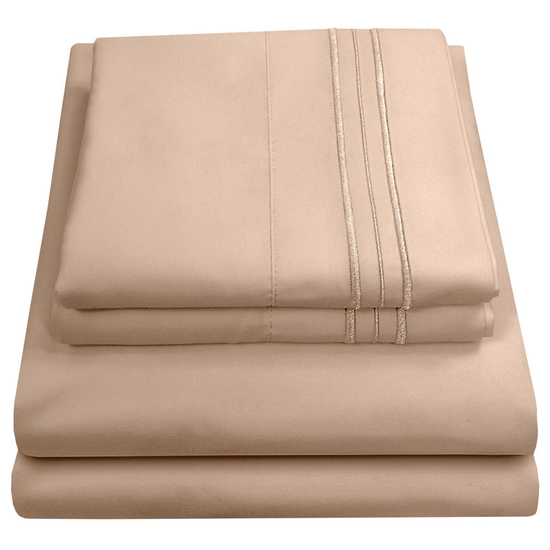 Luxurious Classic Soft Solid 1800 Series Microfiber Sheet Set, Various Colors and Sizes, Split King, Taupe
