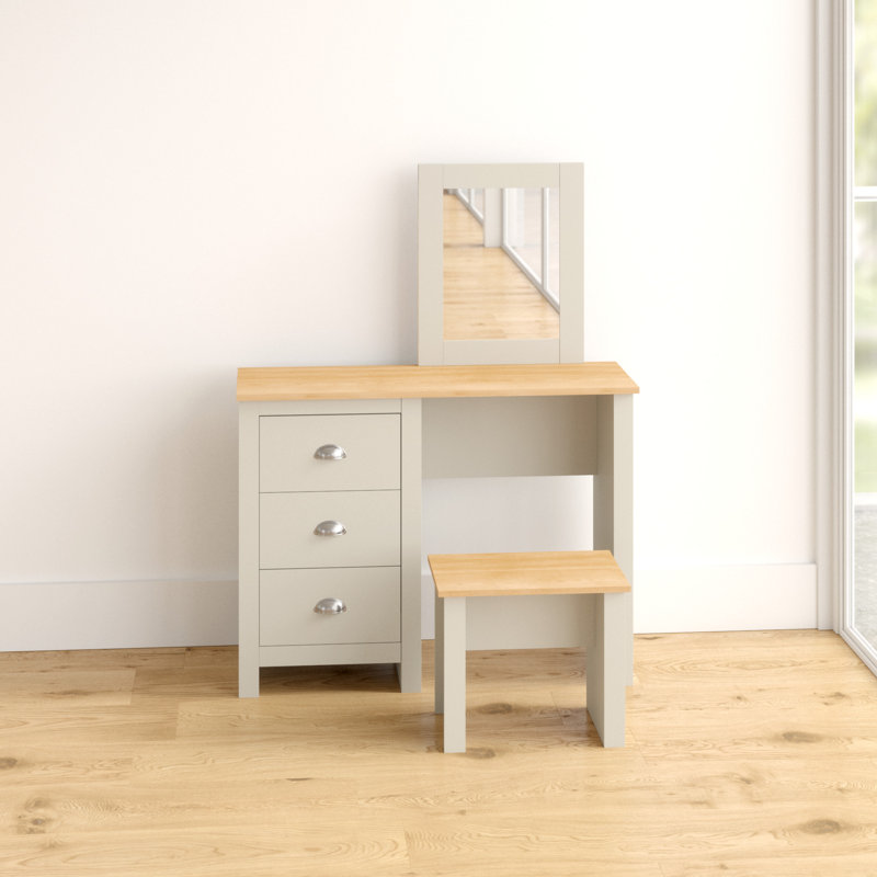 Gia Dressing Table with Mirror, Grey