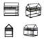   Lit superposé simple au-dessus d'un lit simple 77 po avec toit en forme de maison, bois massif-1096713311