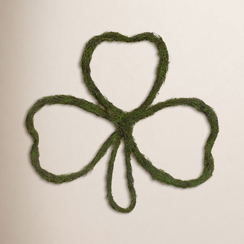 Vickerman 24"H x 24"W Shamrock Outline Wreath. Made of natural twigs with a hint of artificial moss.