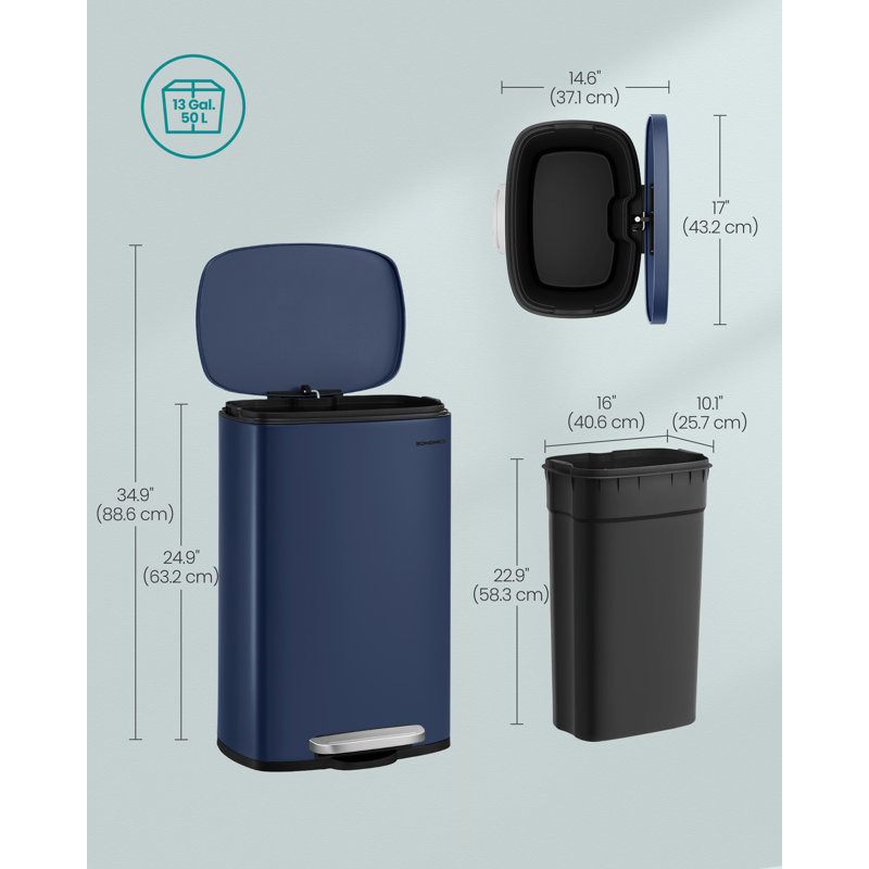 Step On Kitchen Trash Can - 50L, Blue