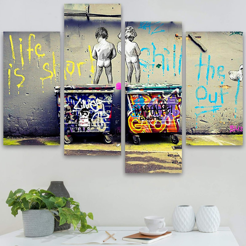 Pop Urban Street Banksy Life Is Short Graffiti 4 pièces