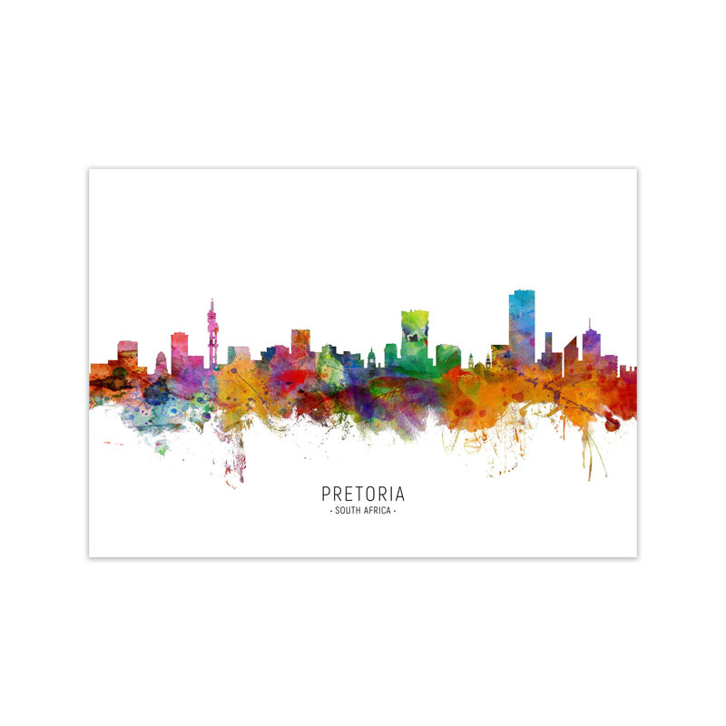 Pretoria South Africa Skyline by Michael Tompsett - Print, 30cm H x 42cm W x 1cm D, Unframed