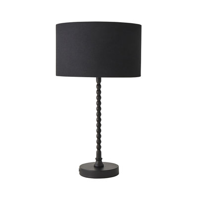 Cifuentes Black Fabric Drum Lamp Shade Matte Black Bobbin Bobble Table Lamp and Bulb