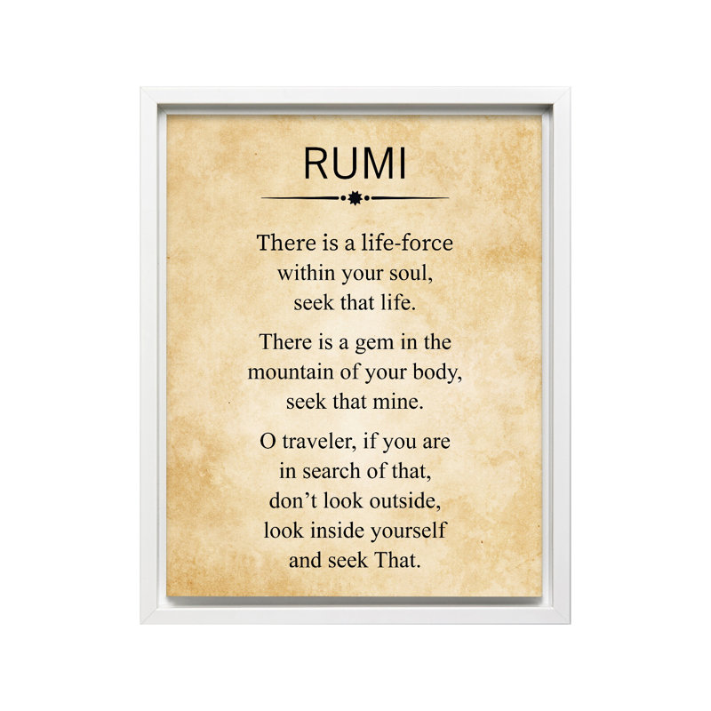 Rumi Poem, Canvas, White Framed, 08"H x 10"W