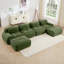 Canapé modulaire en U en velours côtelé respirant, éponge à haute résilience et accoudoirs courbés extra larges pour les salons et les chambres, vert olive-33236807-33236860-33236862