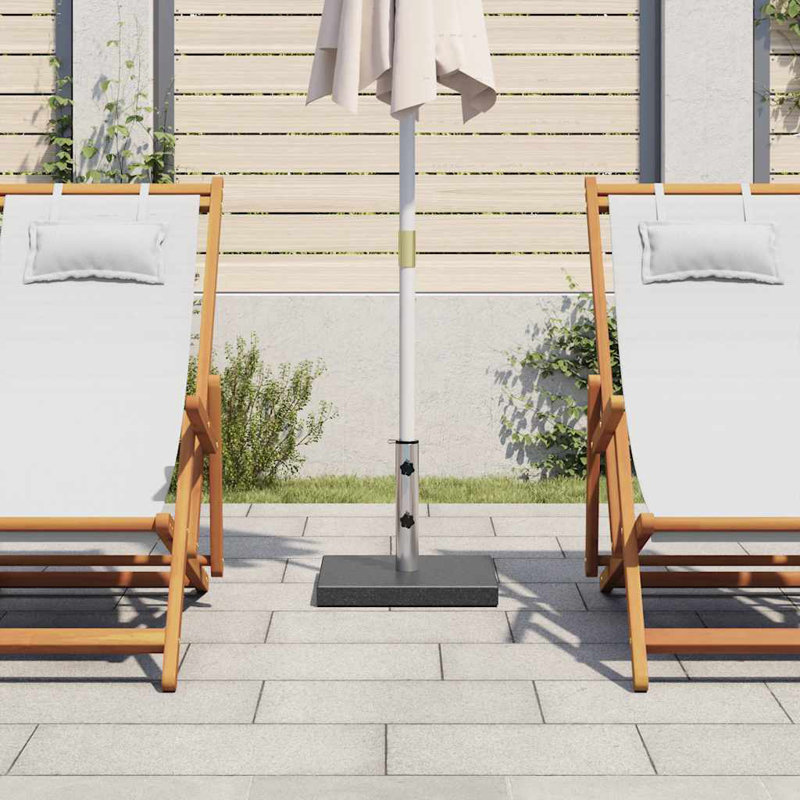 Base de parasol en granit noir avec porte-parapluie d'extérieur en acier inoxydable, Noir
