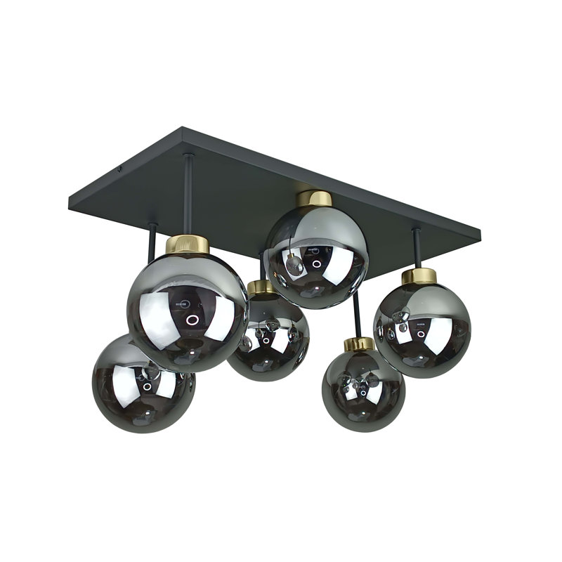 Alexzander Glass Semi Flush Mount, Gold, Smoky