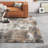 Abstract Machine Made Power Loom Polyester/Polypropylene Area Rug in Gray/Ivory/Golden Beige-461953330