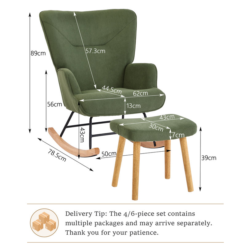 Rocking Chair, Corduroy, Green