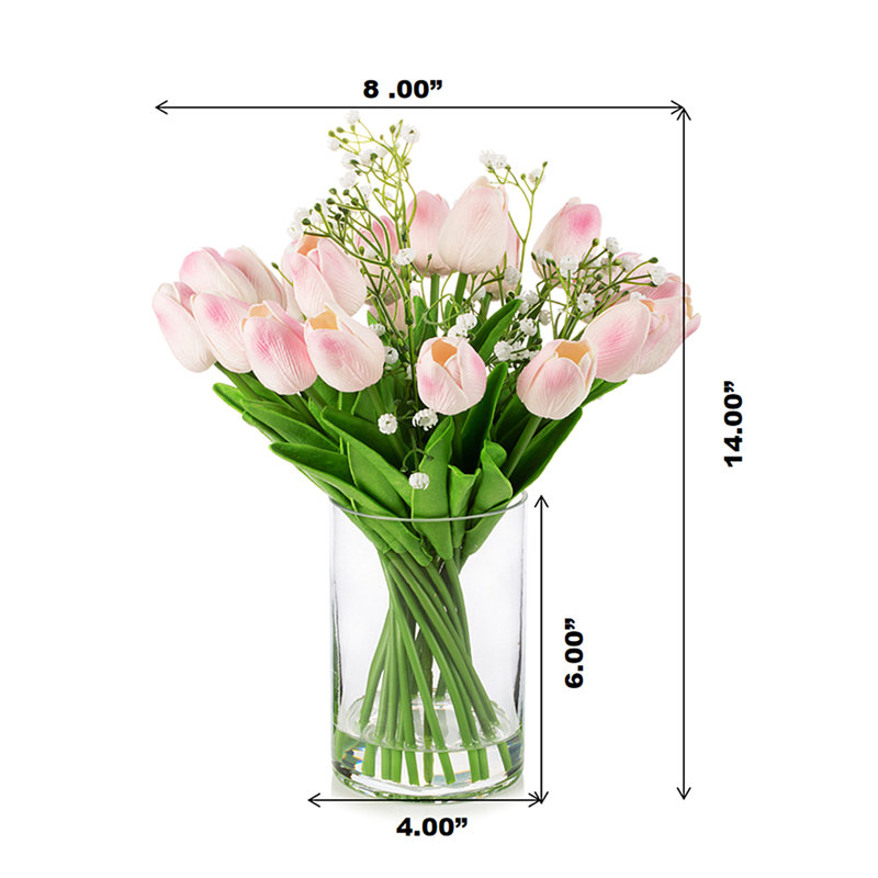 Arrangement floral tulipes dans un vase, Rose