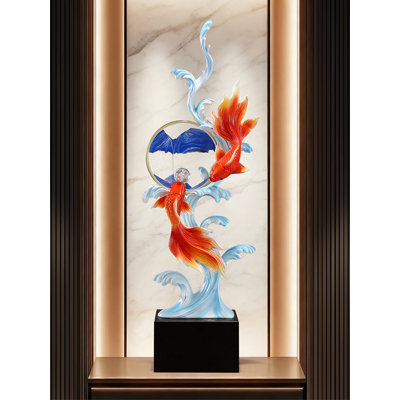 Luxury Feng Shui Koi Fish Sand Art Resin Decor