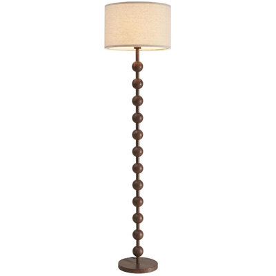 Lampe sur pied moderne avec télécommande à intensité variable pour le salon et la chambre à coucher avec ampoule DEL E26, lampe sur pied en fer rouge avec abat-jour en tissu pour bureau à domicile