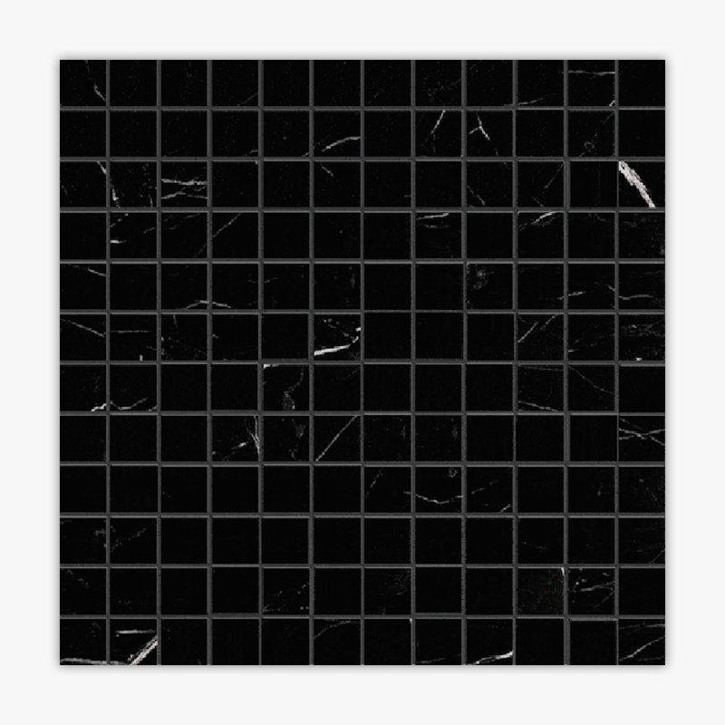 Carreau de mosaïque pour mur et plancher en marbre 12 po x 12 po Nero Marquina