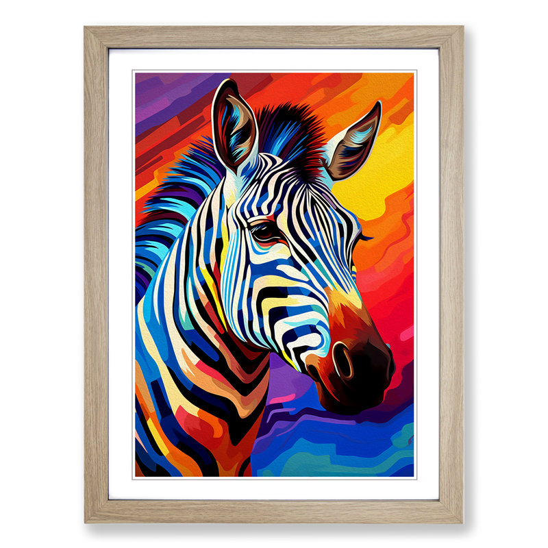 XYZ-FRM-V1223-1726 Zebra Abstract - Single Picture Frame Print on Wood, Oak , 34cm H x 25cm W x 2cm D