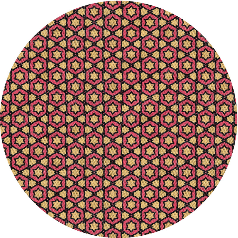 Tapis brun à motif géométrique, Rond 7 pi