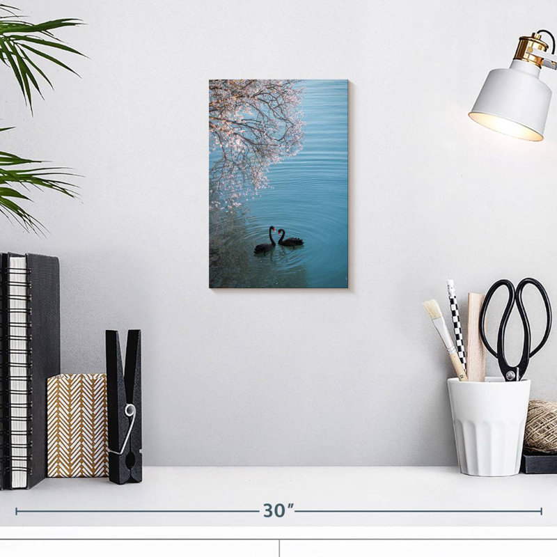 Brampt Black Swans Sakura, 12" H x 8" W