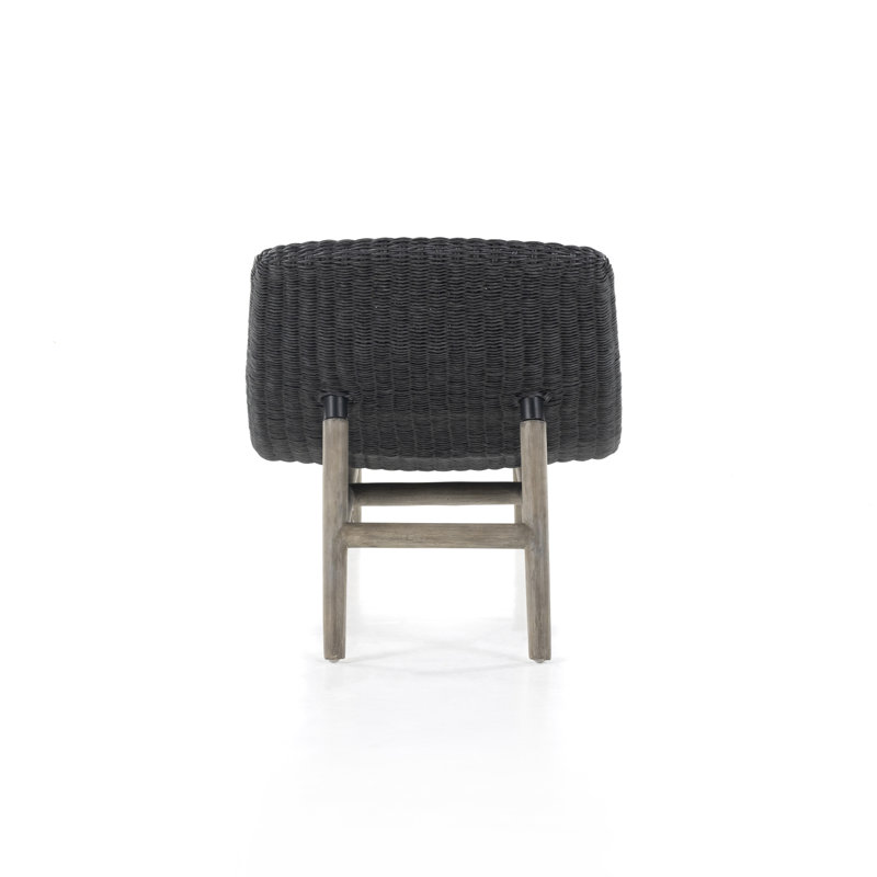 Portia Outdoor Teak Chaise Lounge, Coal, Weathered Gray Teak