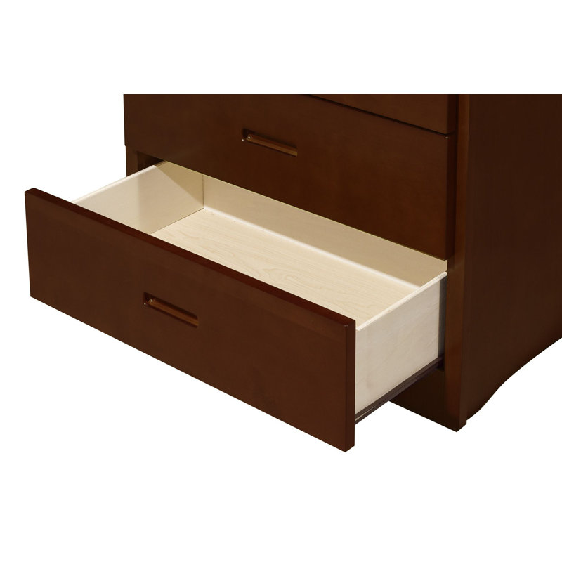 Stair Steps Bedroom Set, 5 Pieces: Bed, 2 Nightstands, Dresser, Mirror