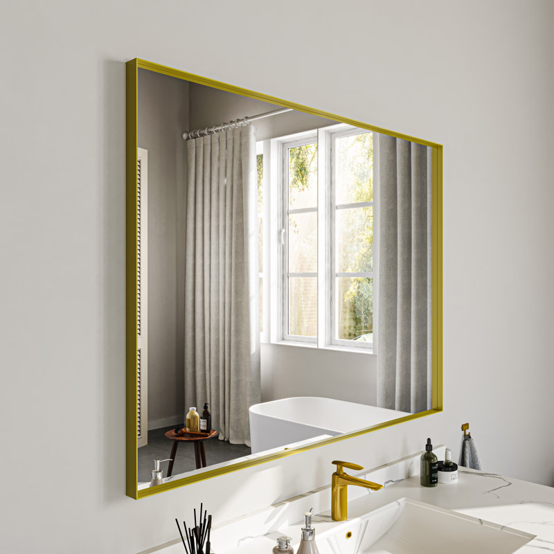 Miroir de salle de bain mural, Doré, 48 po x 36 po