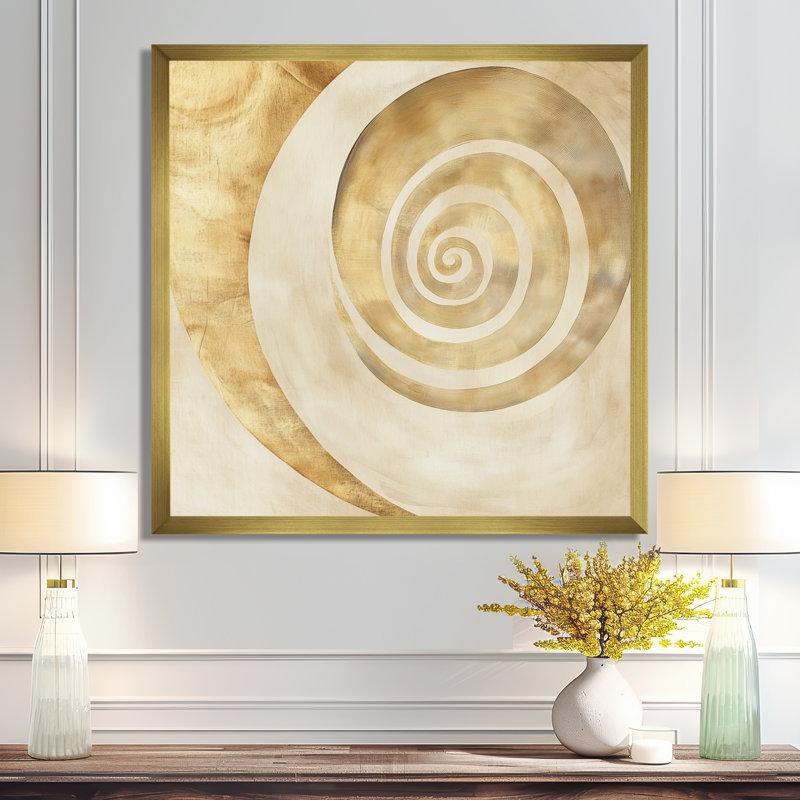 Flux spiralé doré beige doré II - Tableau encadré en spirales abstraites, H 30 po x l 30 po, Gold Picture Framed