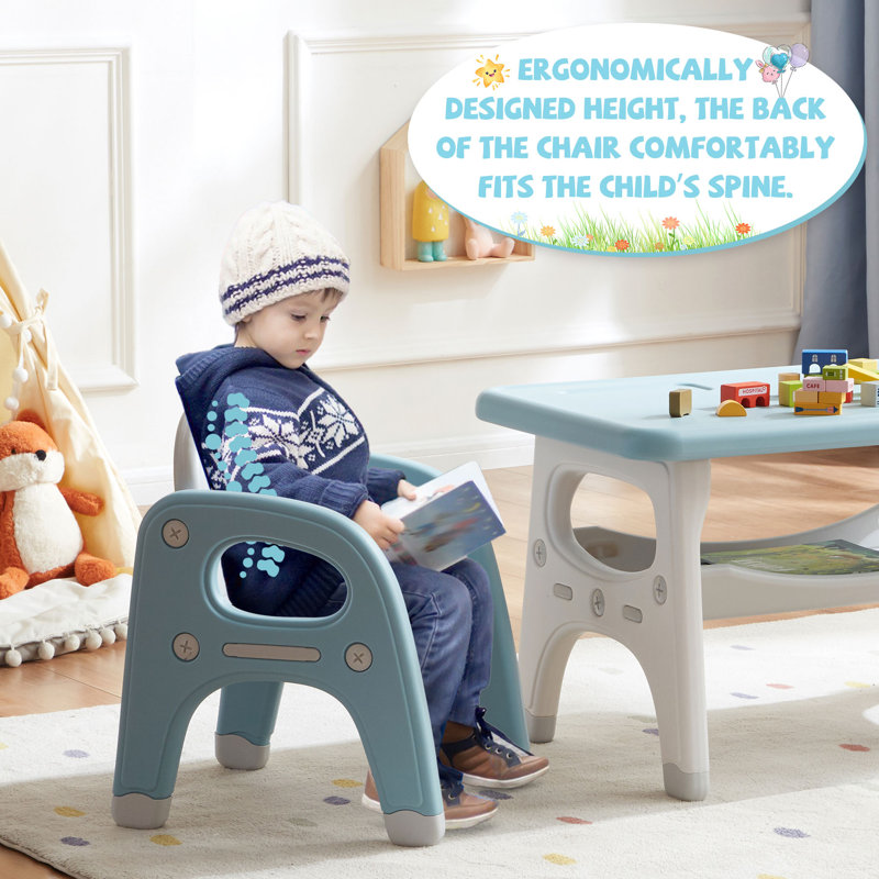 Kids Table and 2 Chairs Set, Gray