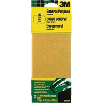 3M 9015NA-CC 3-2/3" X 9" Fine General Purpose Sanding Sheets (6Pk)