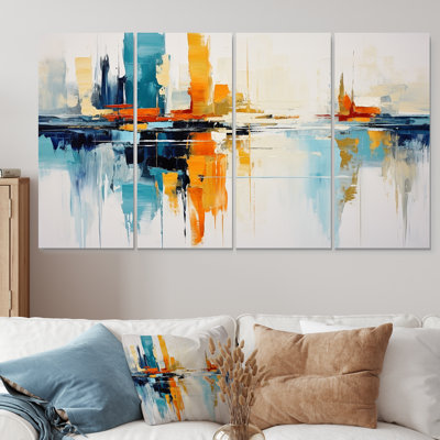«Fall Rain In New York City II - Cityscape», ensemble d'art mural 4 pièces