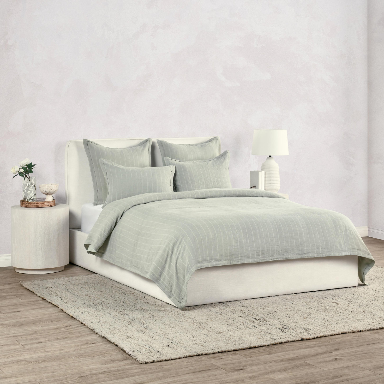 Tasmin Linen Duvet Cover, King Duvet Cover, Sage Green