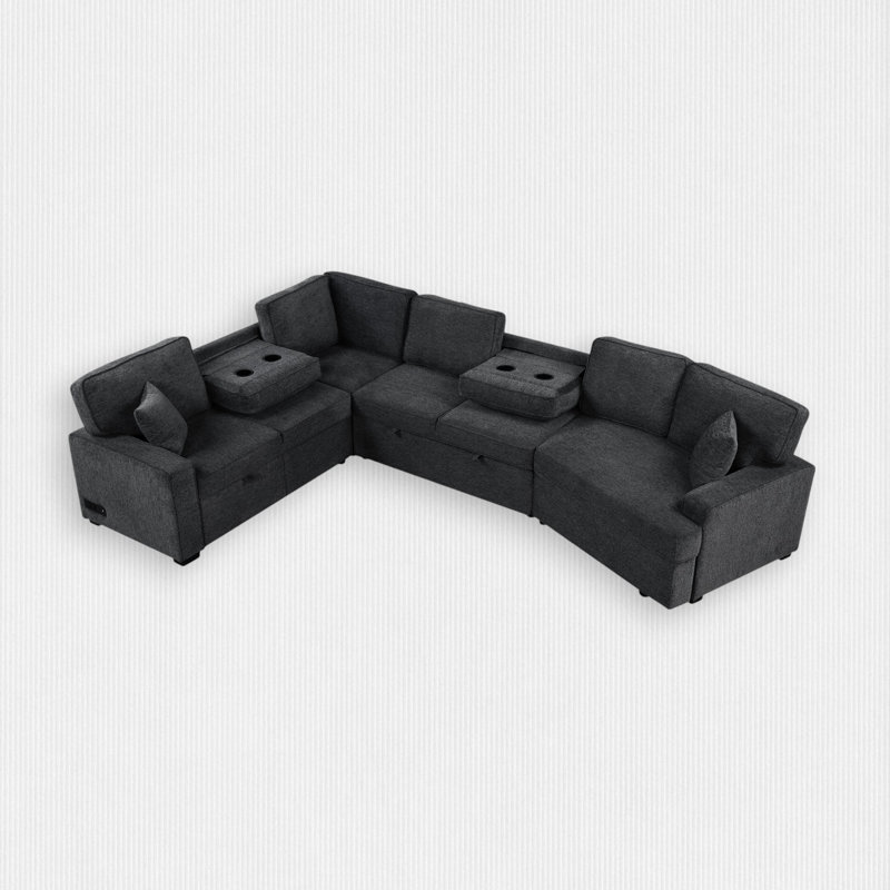 Canapé modulaire 4 pièces rembourré, Chenille noir