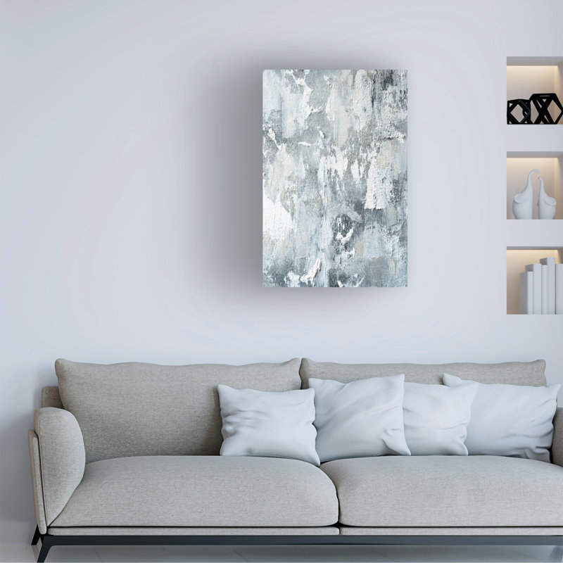 Heavy Texture White and Gray Abstract Canvas Wall Art