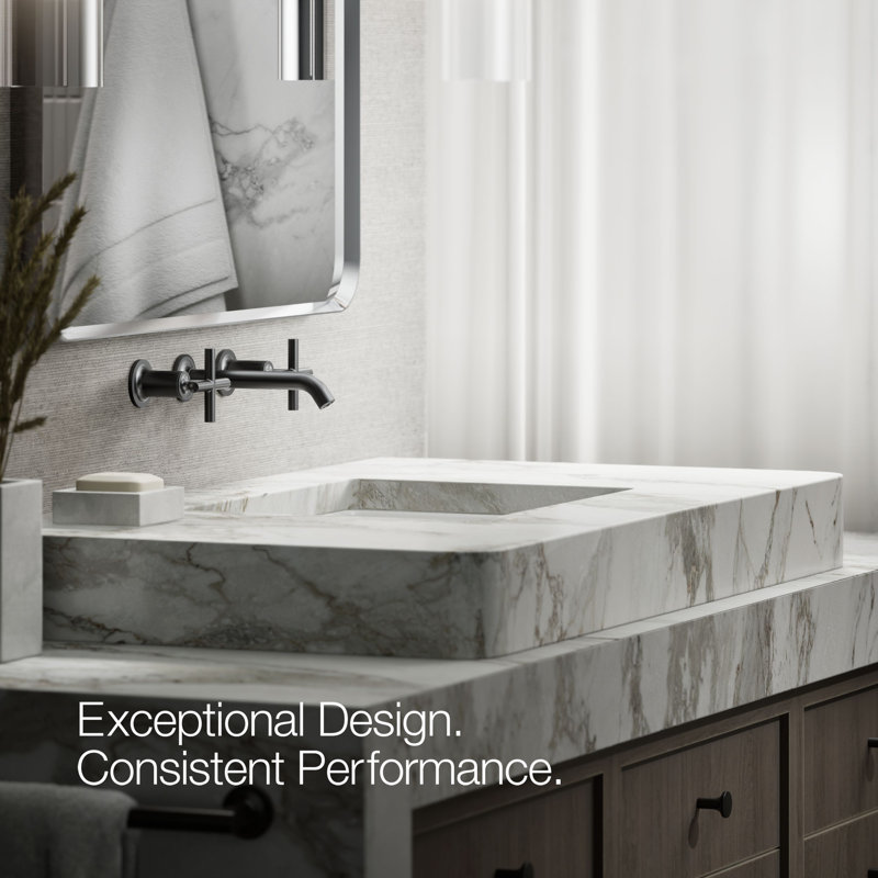 Purist® Wall-Mounted Bathroom Faucet, Cross Handle, Matte Black