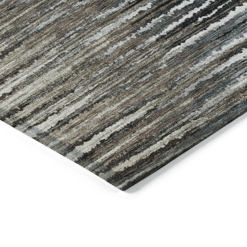Tapis intérieur / extérieur rayé taupe 10 'x 14'