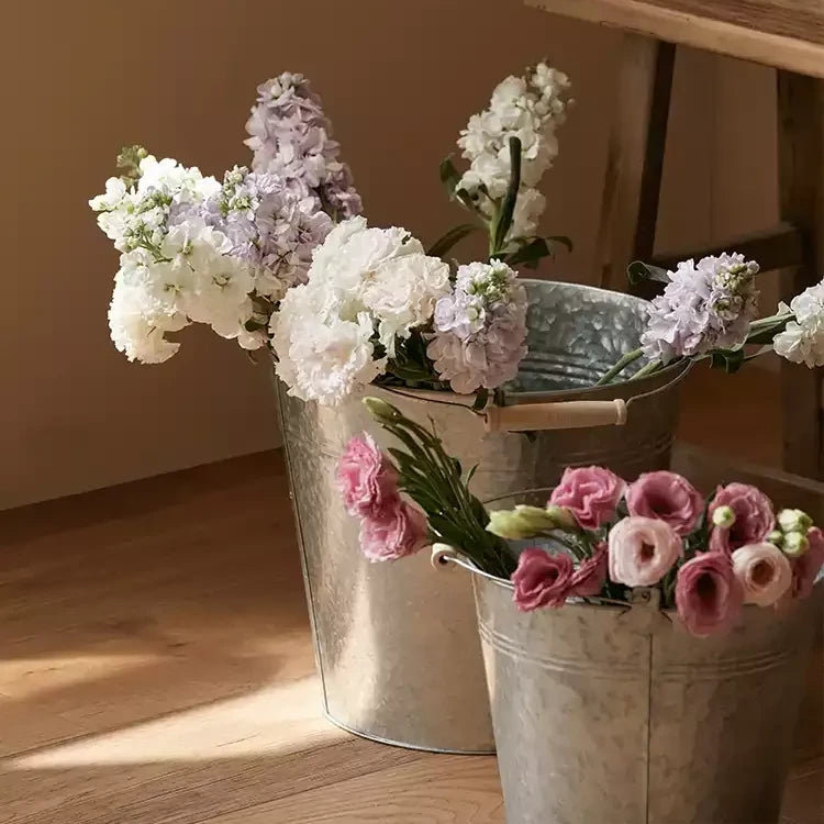 Jardinière en seau galvanisé, [Petit]