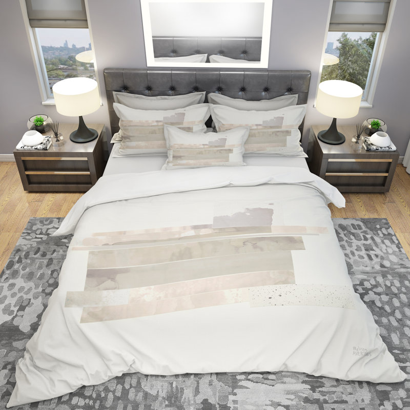 Ensemble de housse de couette Shabby Elegance Geometric Neutral Form II - microfibre de polyester